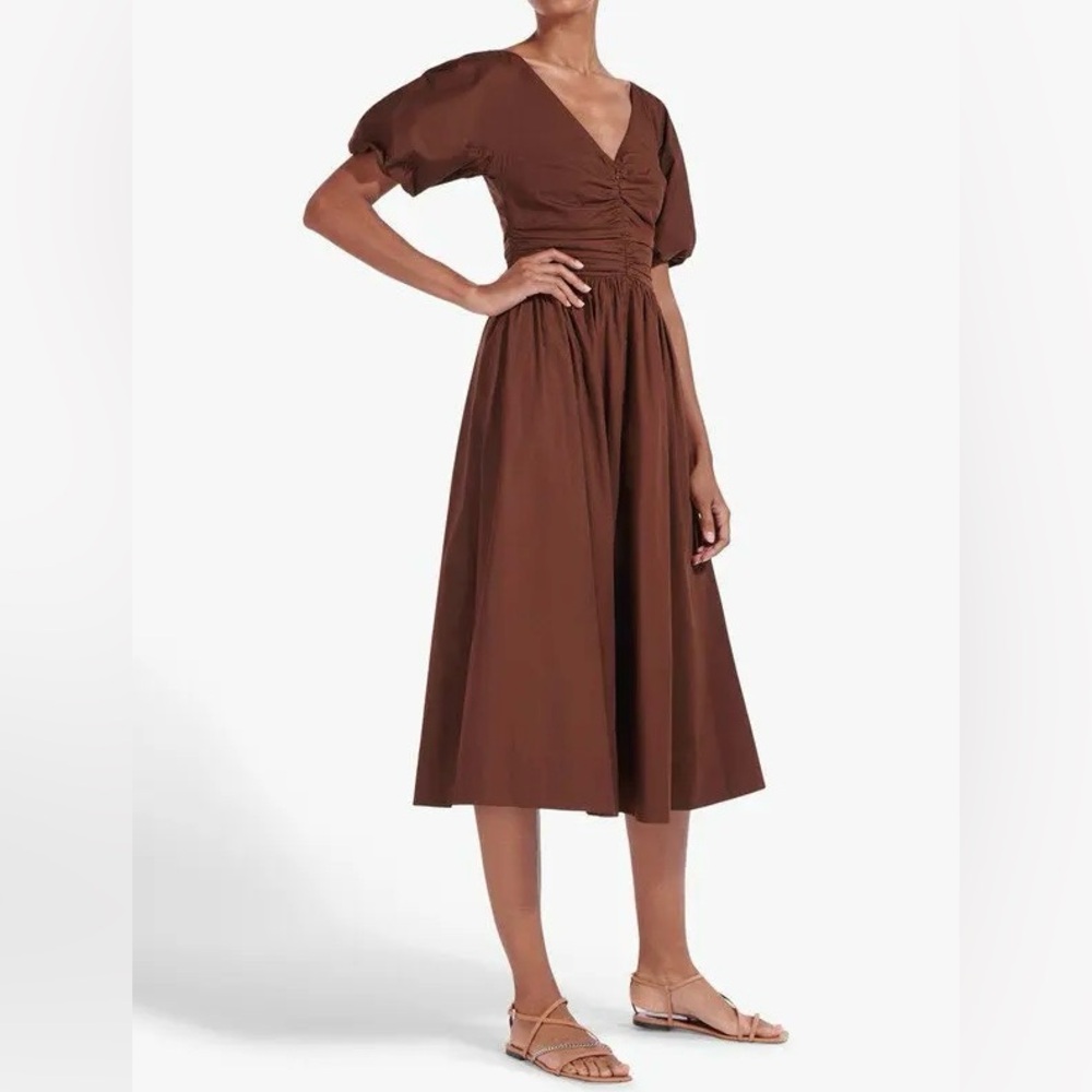 Staud Greta Midi Dress - bark (brown) - size 6